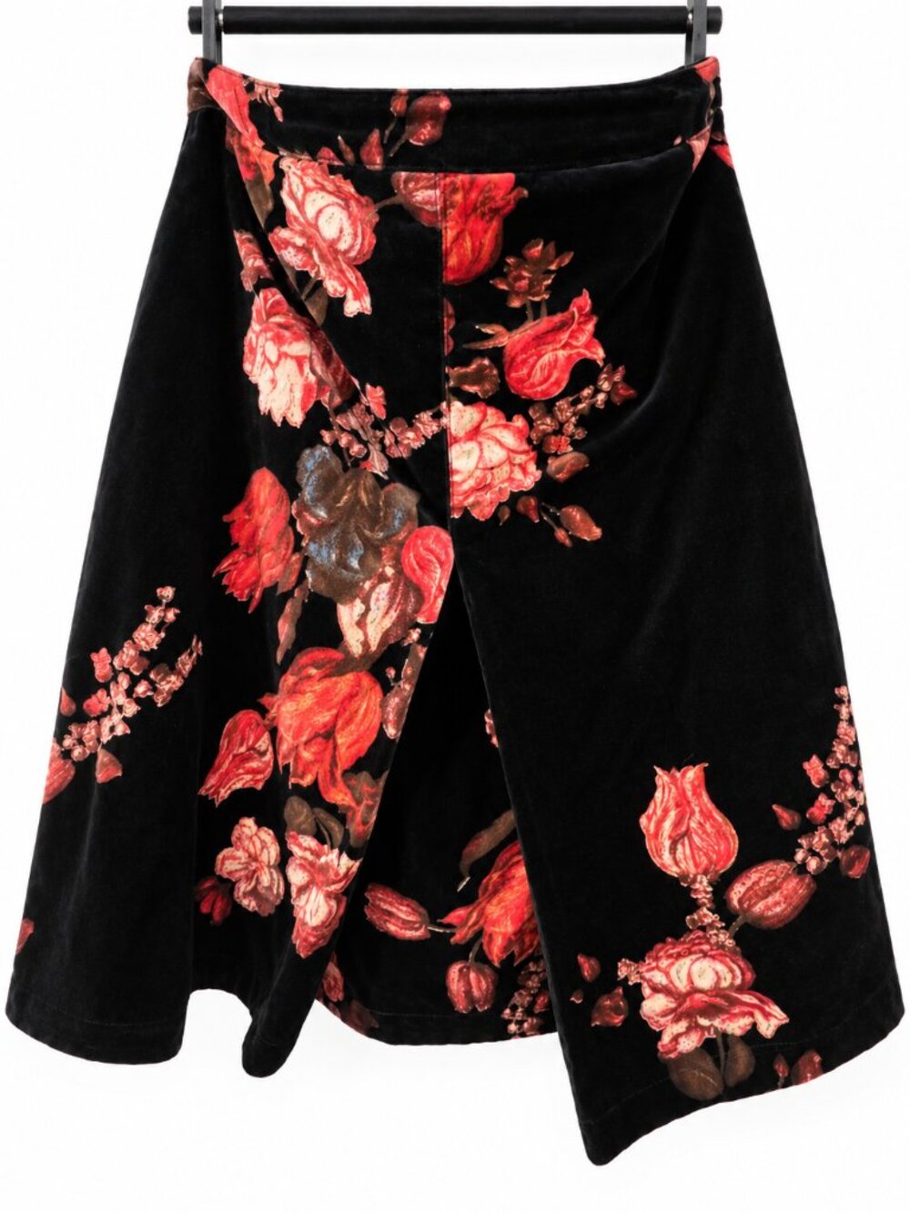 Oilily velvet black size 42 floral print baroque skirt Dutch masters art tulip